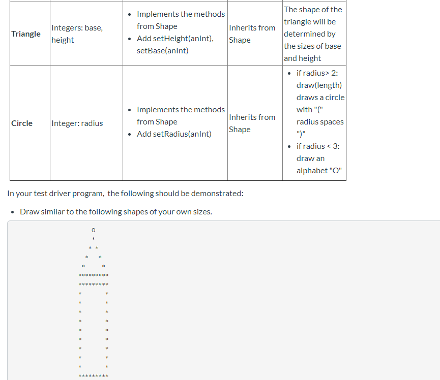 you create .h and .cpp for each shape please? Thank you In