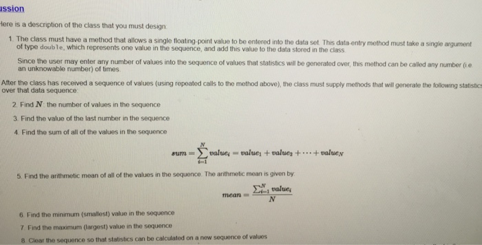  Need help with this class that returns statistics on a sequence