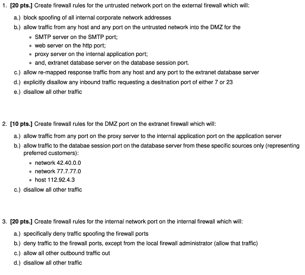 firewall administrator SMTP server external firewall internal firewall untrusted network untrusted network