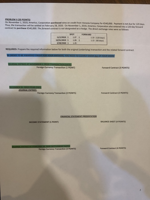 Problem 2 updated picture ch 11 PROBLEM II (20 POINTS) On November