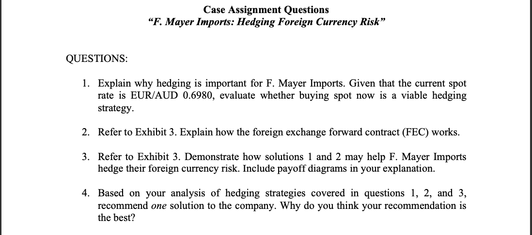 Please help me answer question. Thank you Case Assignment Questions "F. Mayer