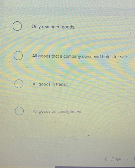 Only damaged goods. All goods that a company owns and holds for
