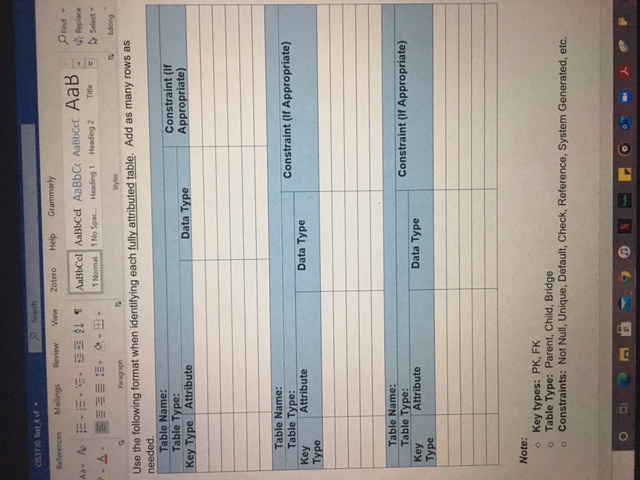 1.Full in the tables below reference to the excel sheet, identifying the
