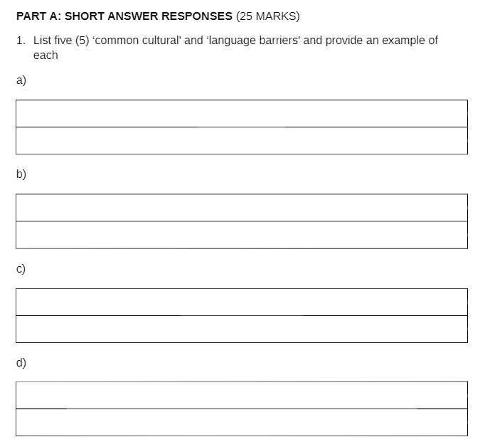 PART A: SHORT ANSWER RESPONSES (25 MARKS) 1. List five (5)