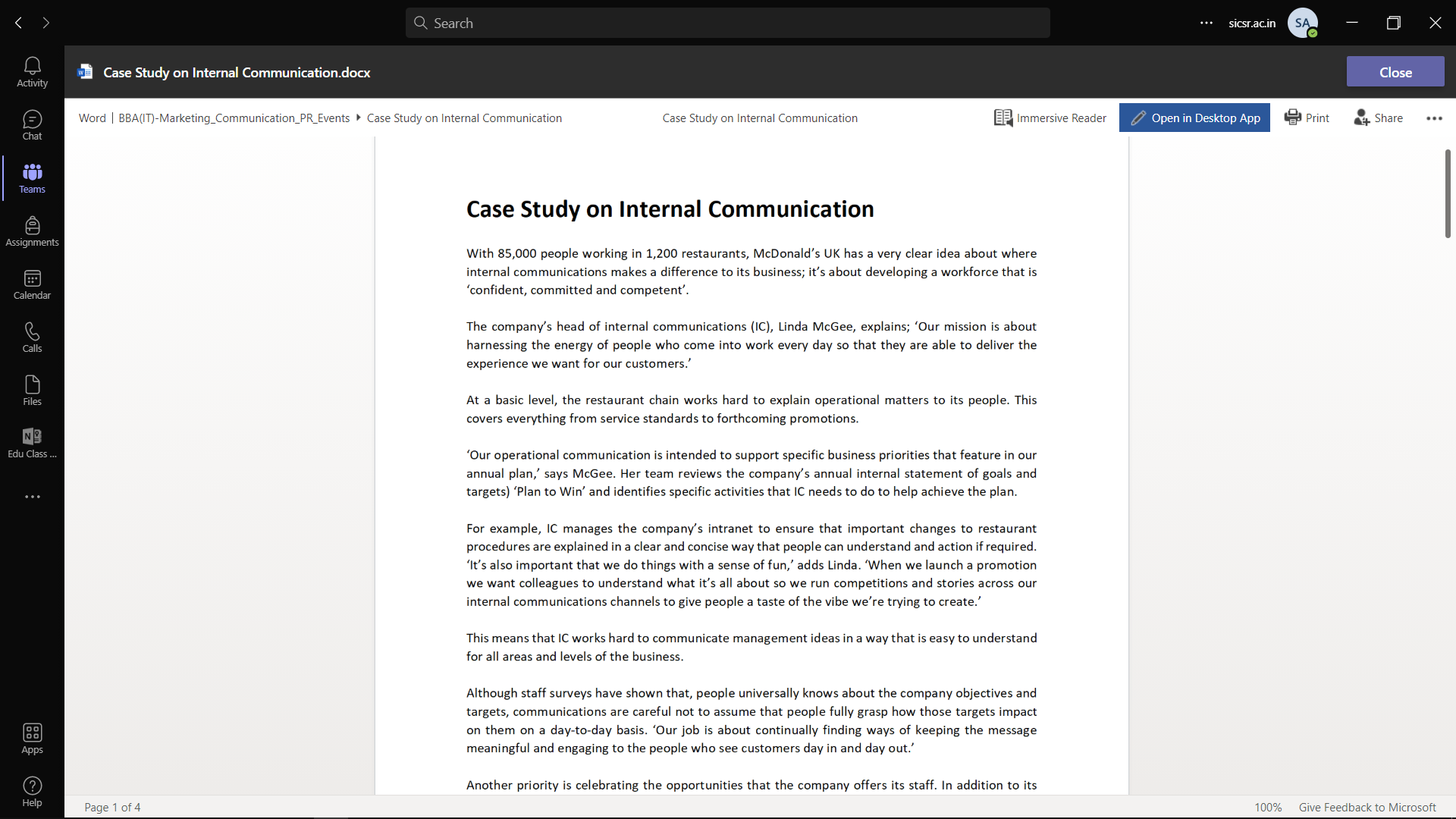 5|CS[.alZ.II1 @ 7 E Case Study on Internal Communicationdocx Word l