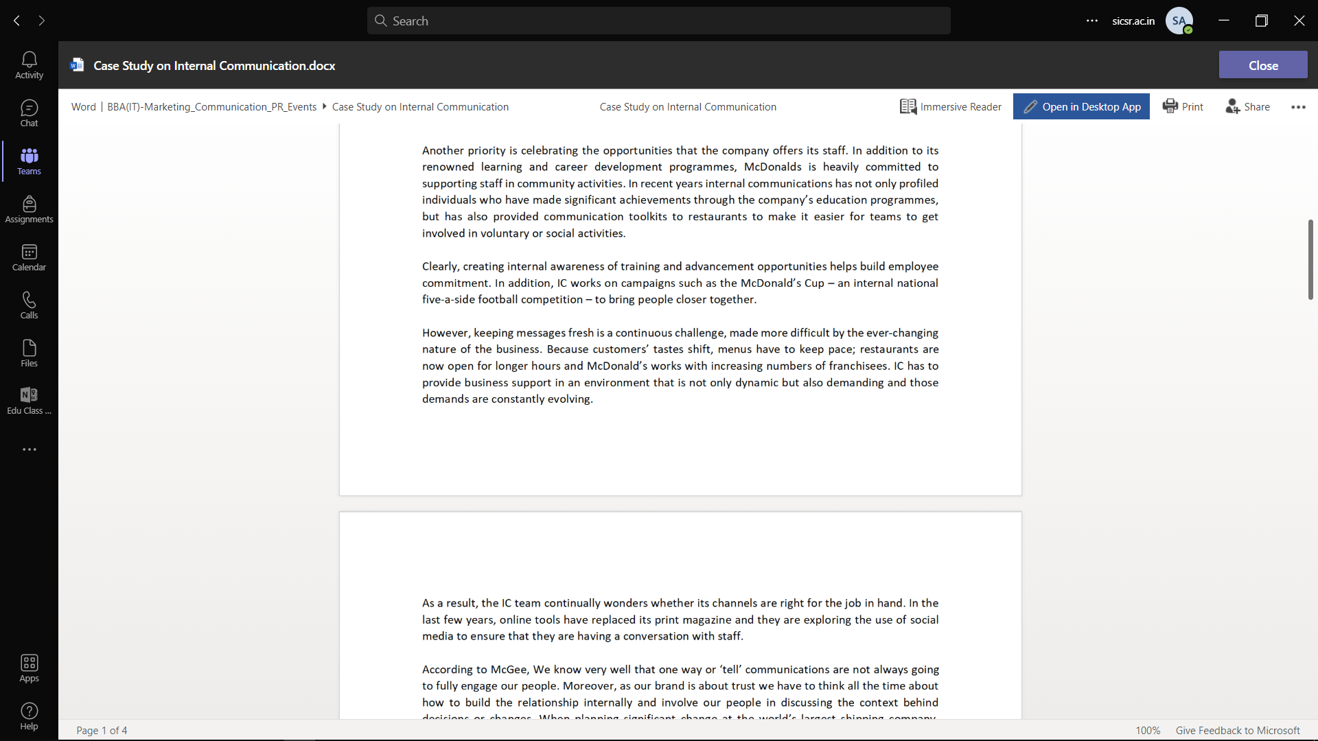 BBAilneMarteting_Communicotion_PR_Events t Case Study on internal Communication (ose Study on internal Communication