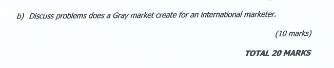 b) Discuss problems does a Gray market create for an international