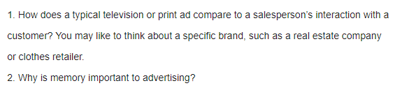  1. How does a typical television or print ad compare to