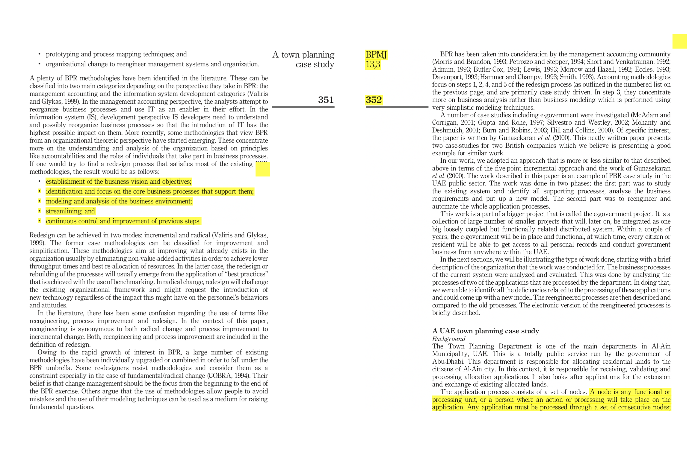 and A town planning BPMJ new legislation; check different sets of processes