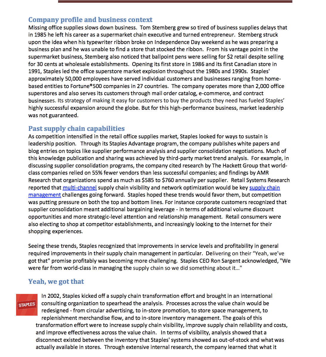  Company prole and business context Missing office supplies slows down business.