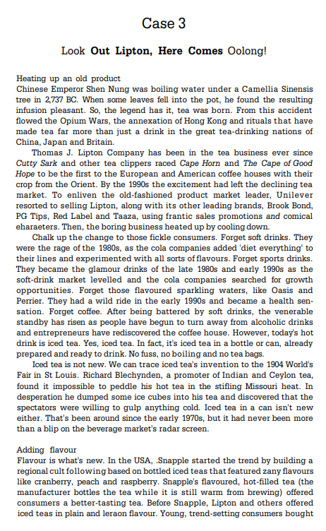 Case 3 Look Out Lipton, Here Comes Oolong! Heating up an