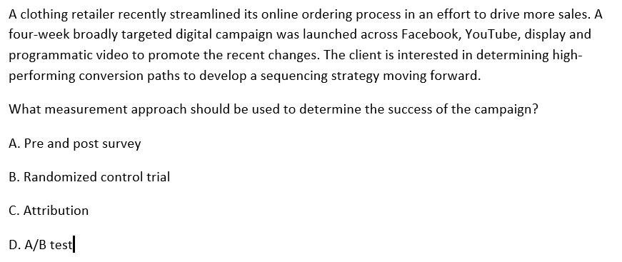 (Please explain your answer and why other options are not correct, thankyou!)