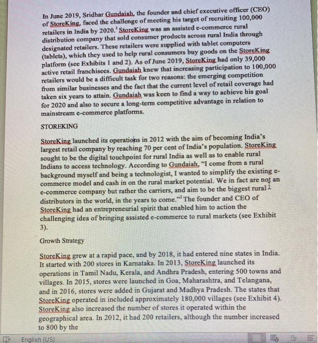 Case ~ Storeking Assignment Questions 1. What approach should Storeking adopt to