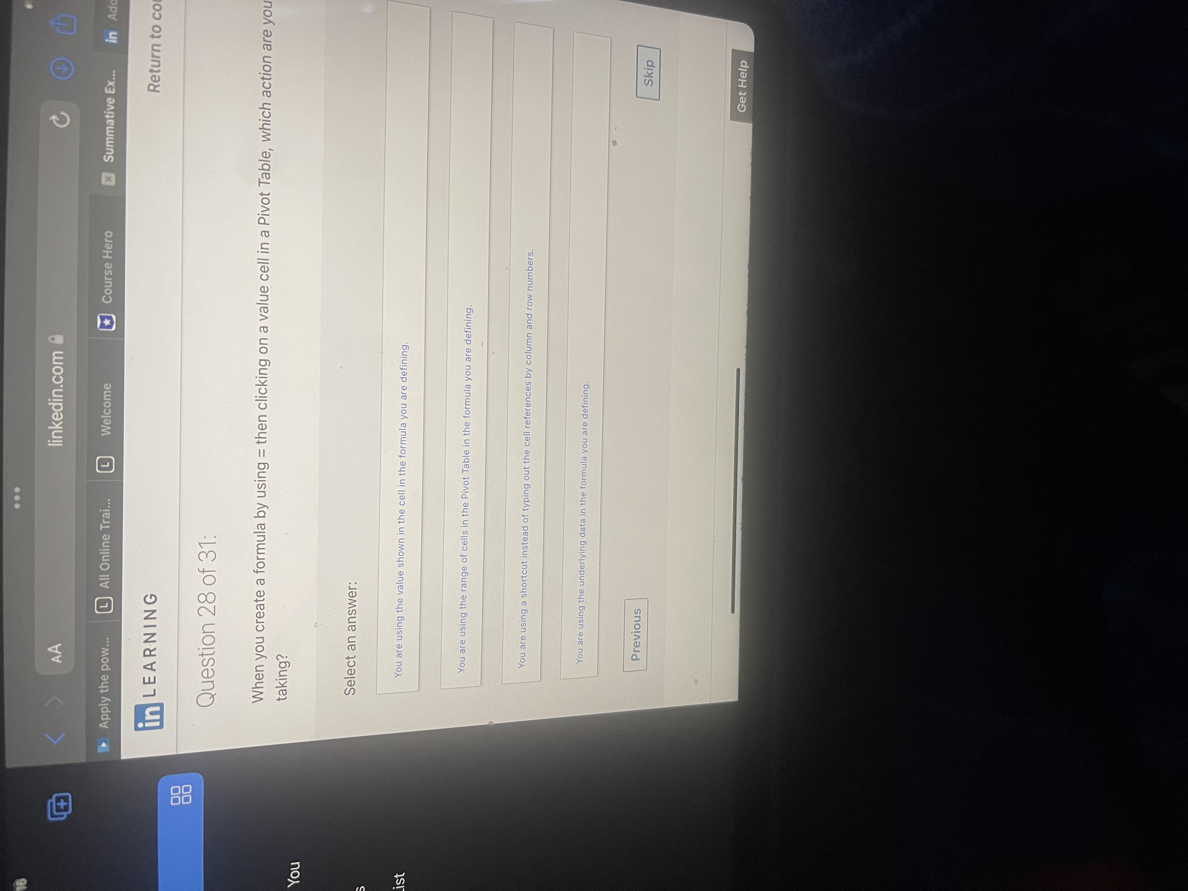 AA linkedin.com + i Apply the pow... All Online Trai... Course Hero