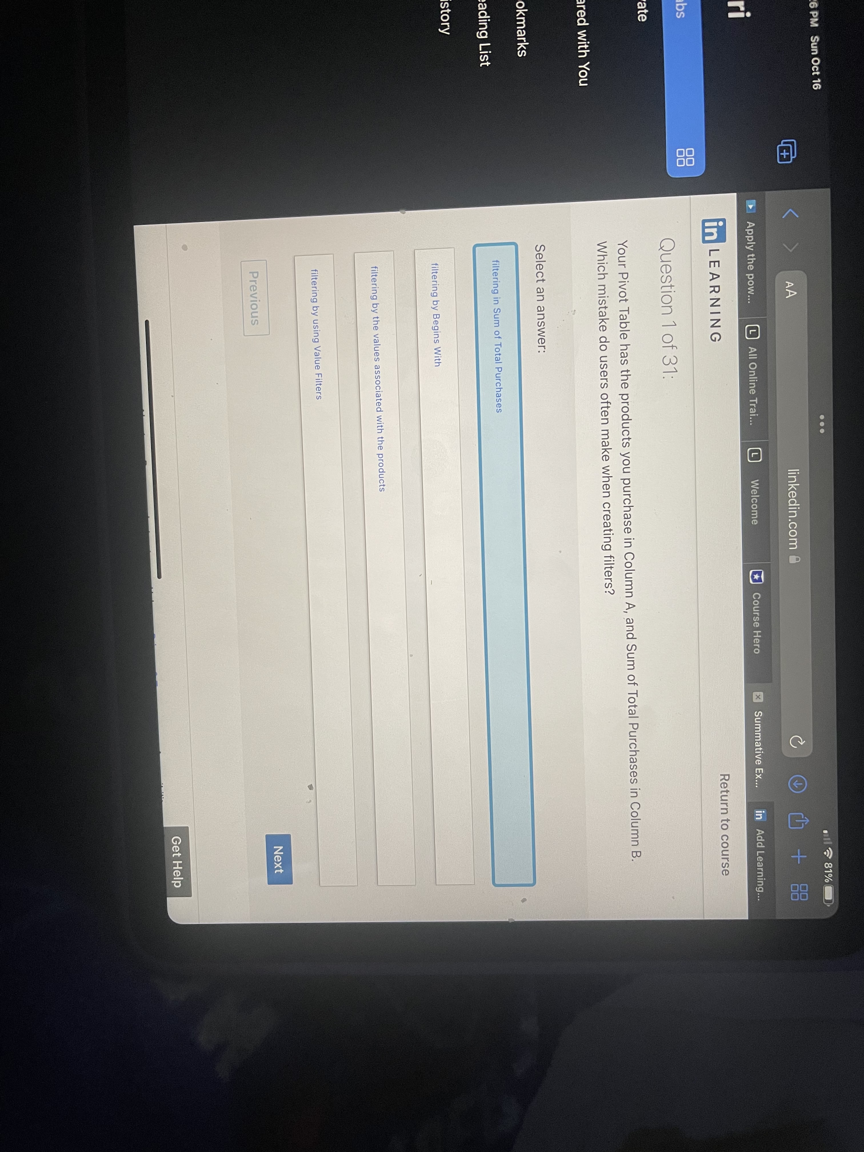 to create the PivotTable? red with You Select an answer: okmarks ading