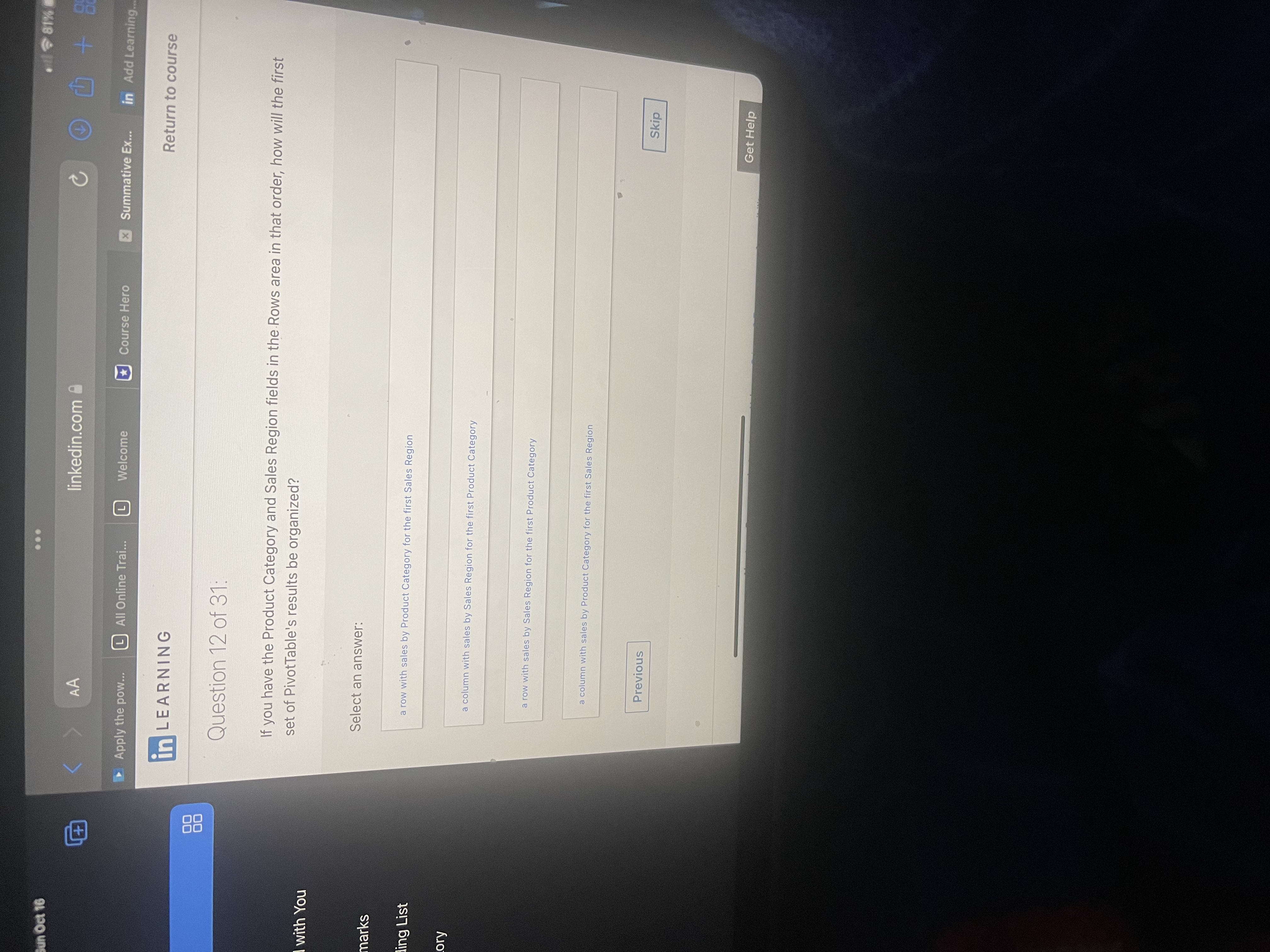 all ~ 81% AA linkedin.com Apply the pow... All Online Trai... Welcome