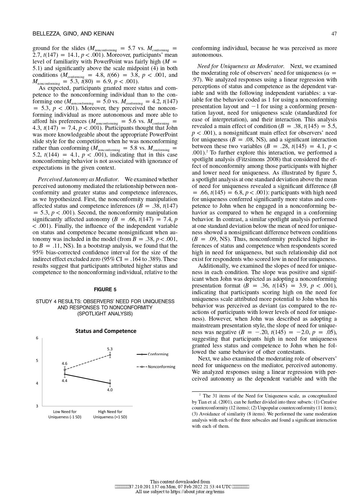 norm. Accordingly. the manipulations in our studies center on creative noncon formity