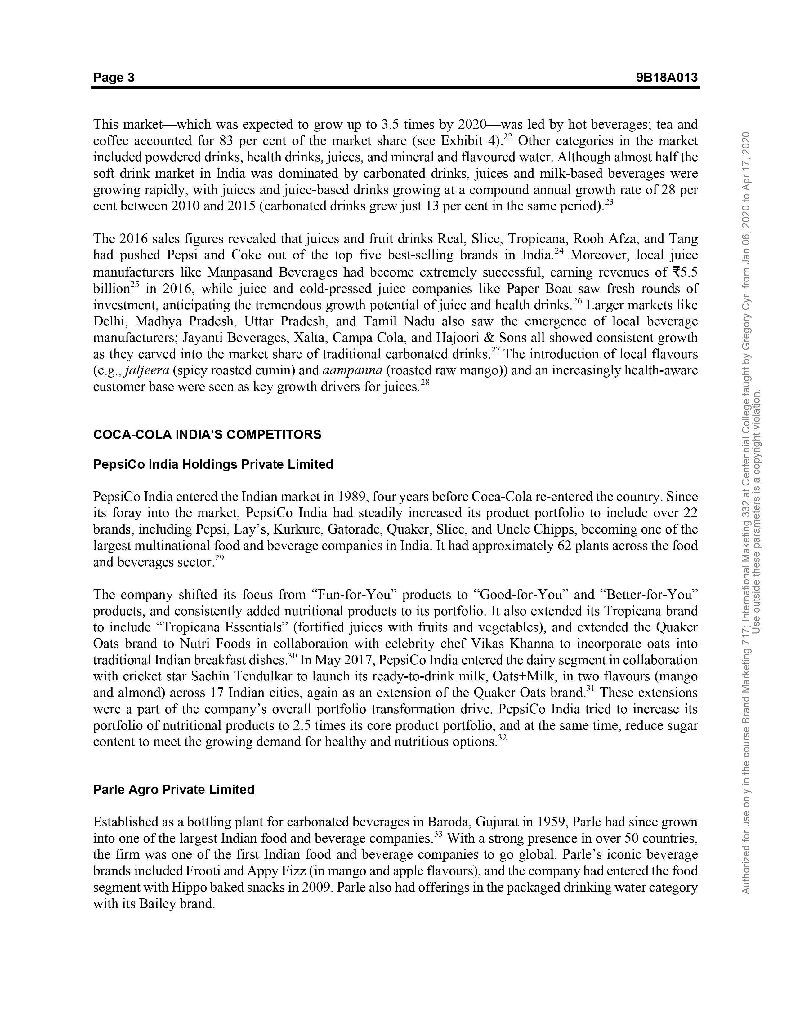 of soft drinks into other business categories(describe thoroughly)? IVEY Publishing 9B18A013 COCA-COLA