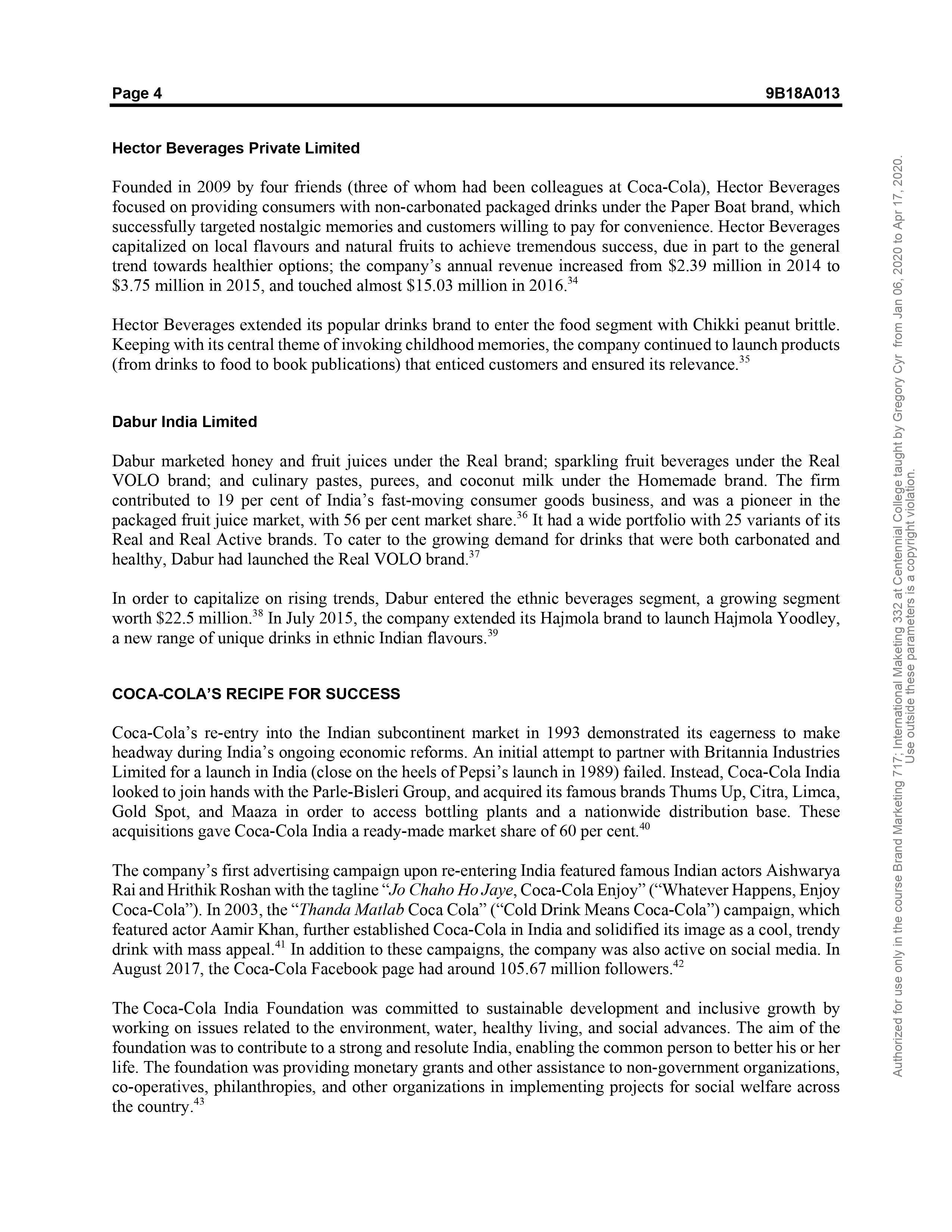 INDIA: MORE THAN JUST SUGAR AND FIZZ Sandeep Puri, Archit Kacker, and