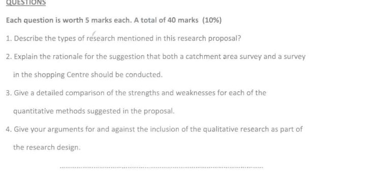 QUESTIONS Each question is worth 5 marks each. A total of