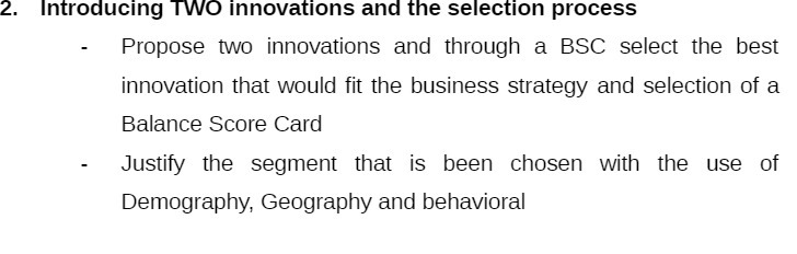 2. Introducing TWO innovations and the selection process - Propose two