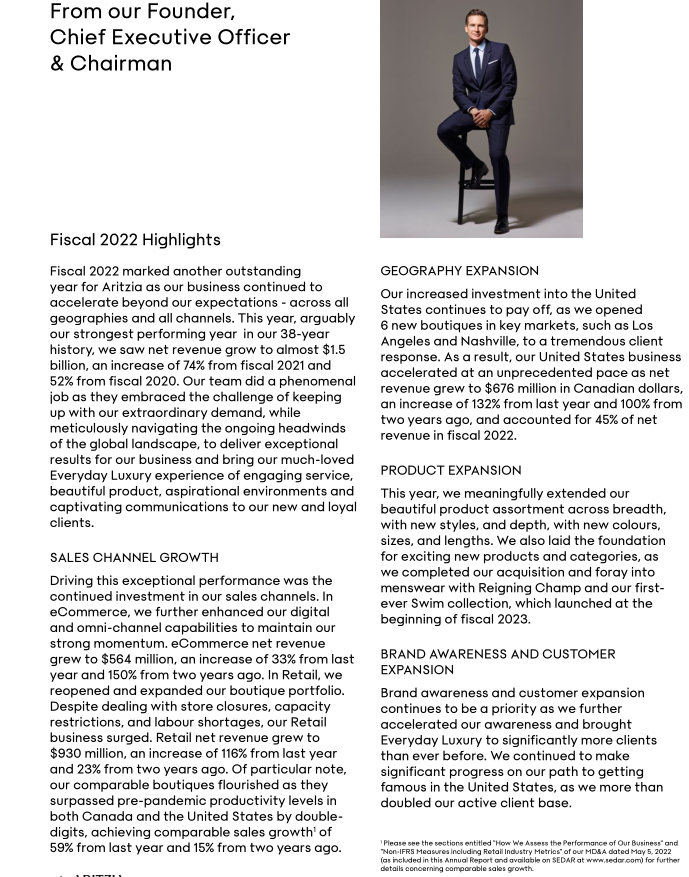 and Analysis ("MD&A") dated May 5, 2022 is intended to assist readers