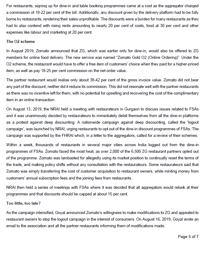 (FSAs), had been engaged in a conflict with restaurant partners over its