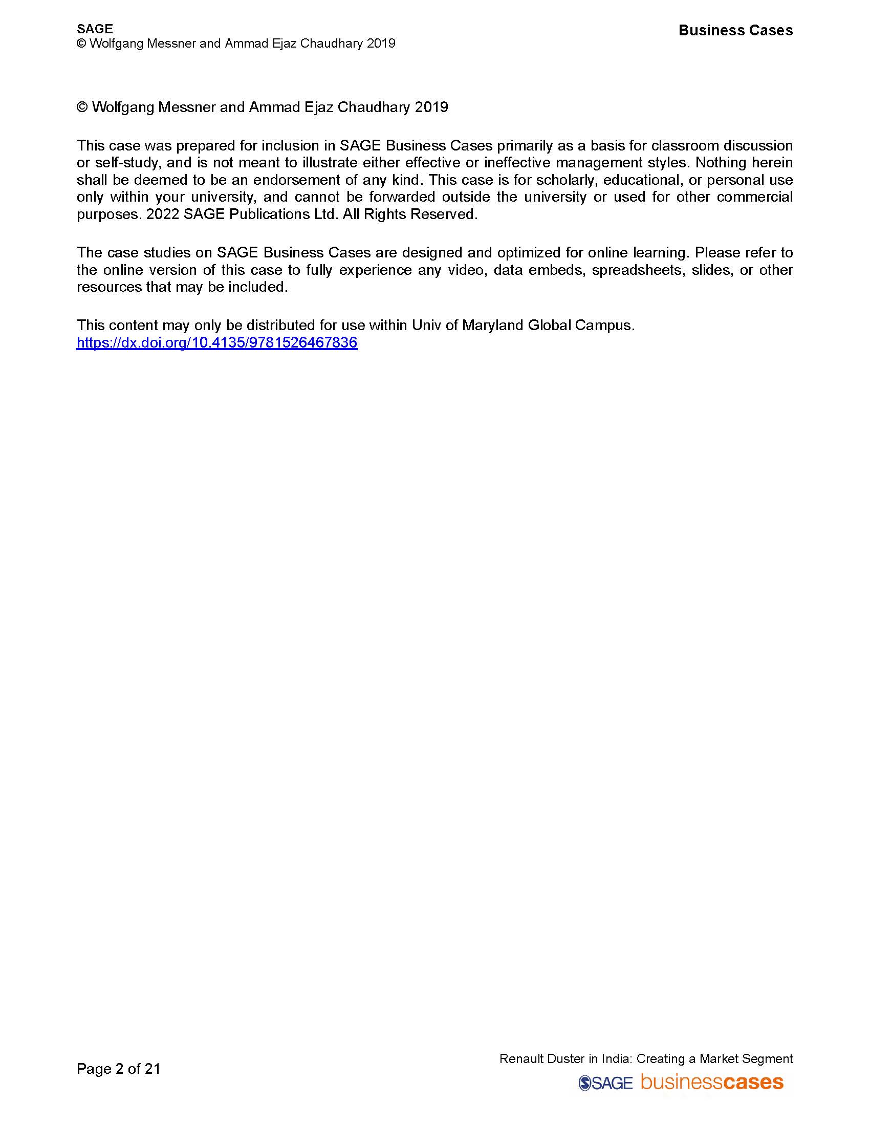 this segment want from a vehicle? OSAGE businesscases Global Marketing Renault Duster