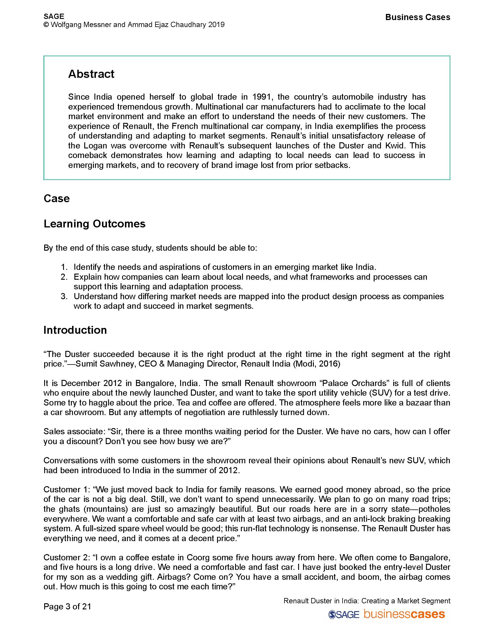 in India: Creating a Market Segment Case Author: Wolfgang Messner & Ammad