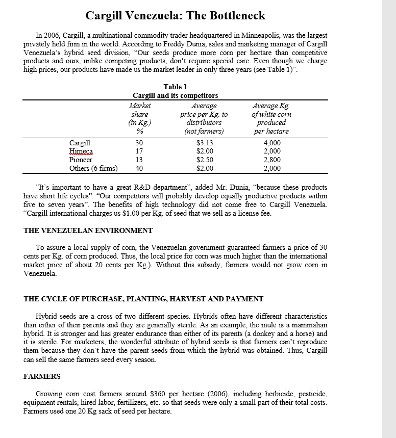 maintain margins at the same levels as today, how much should Cargill