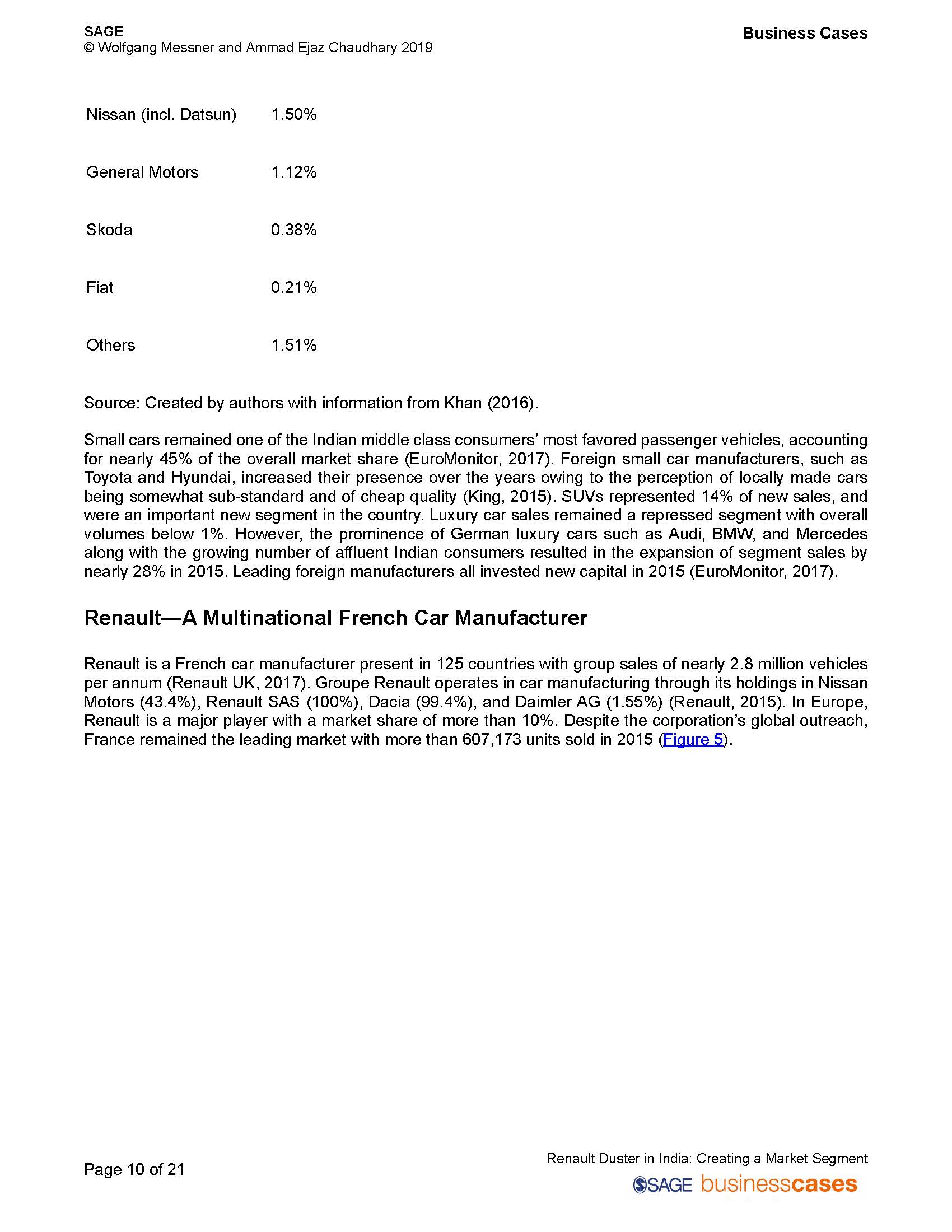 SAGE Publications: SAGE Business Cases Originals DOI: https://dx.doi. org/10.4135/9781526467836 | Online ISBN: