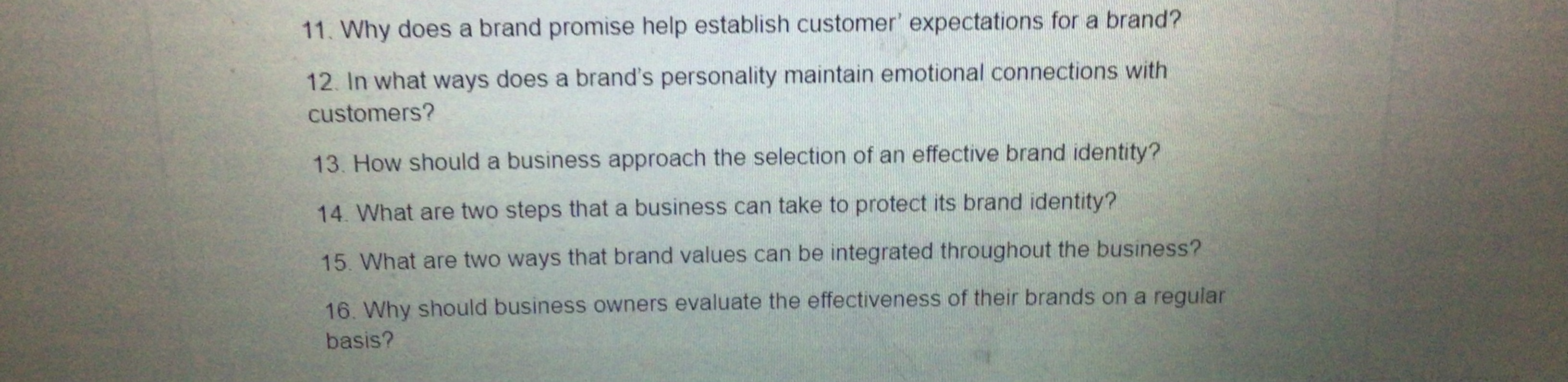 11. Why does a brand promise help establish customer' expectations for