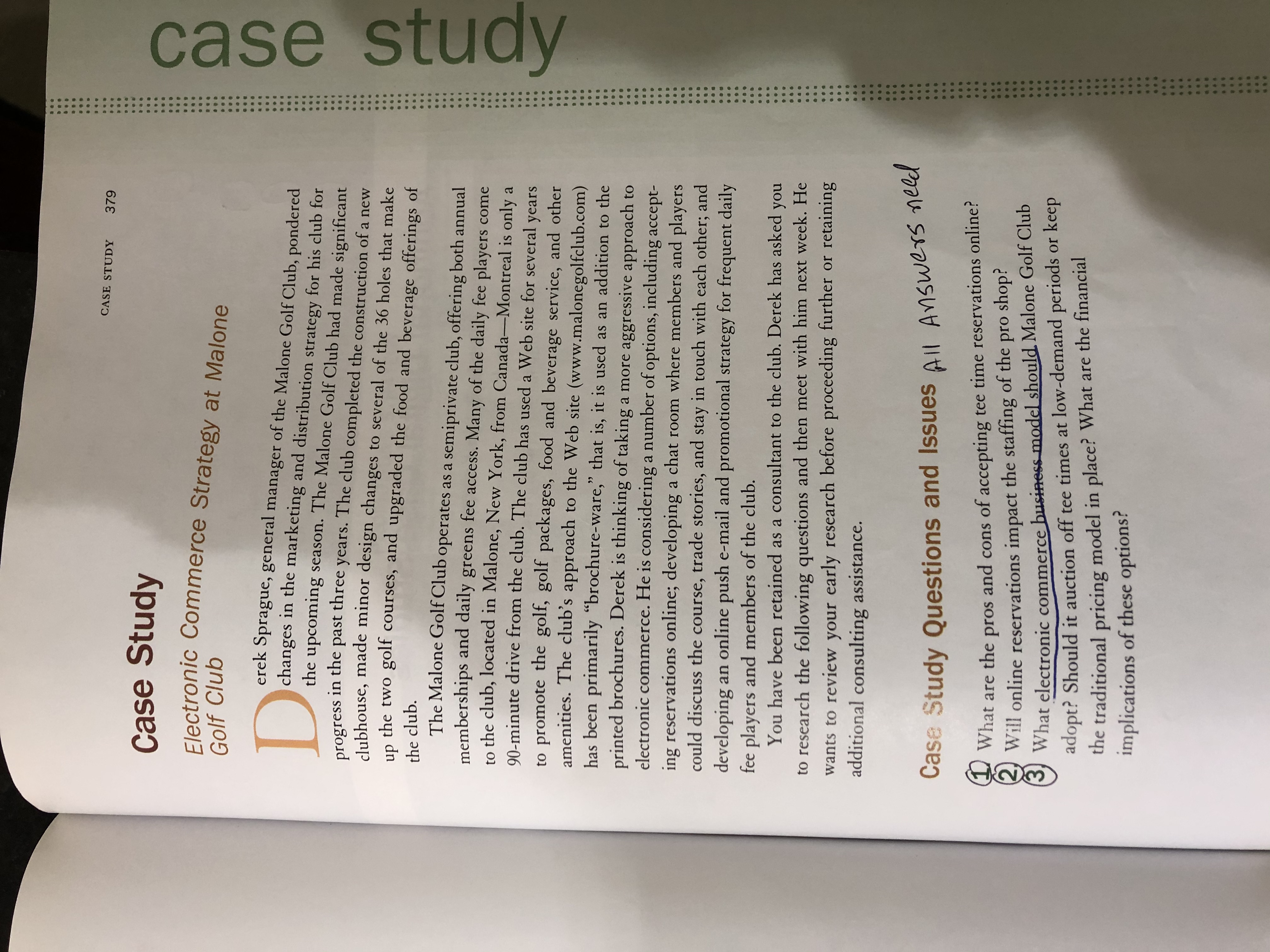 CASE STUDY 379 Case Study Electronic Commerce Strategy at Malone Golf