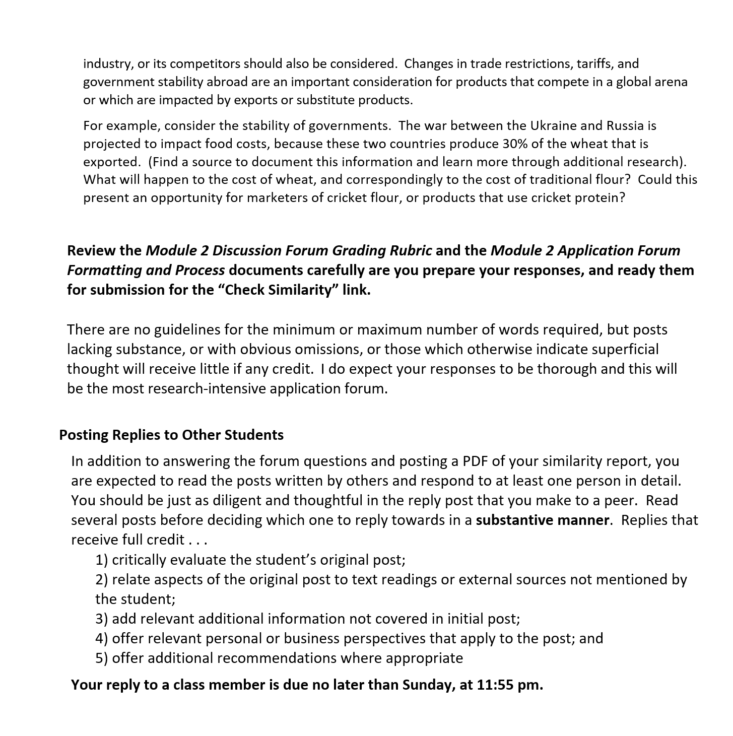 Originality Check No later than 10:30 pm, Sunday Sept. 11th Reply due