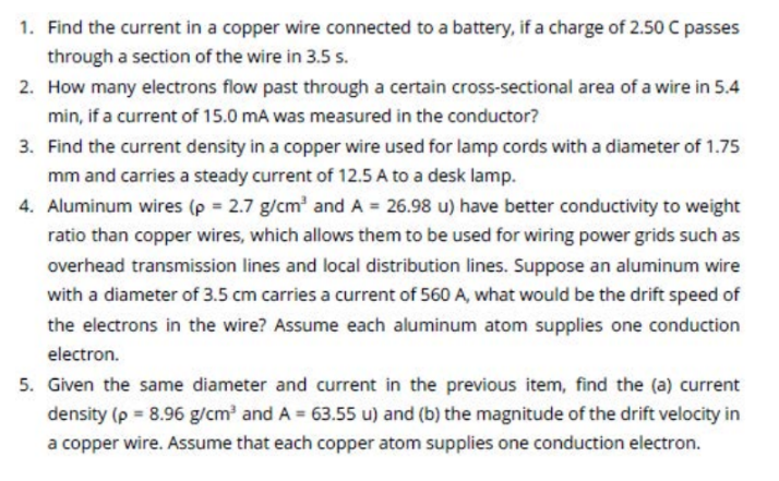 Explain how to solve those given problems in detail about Current. 1.