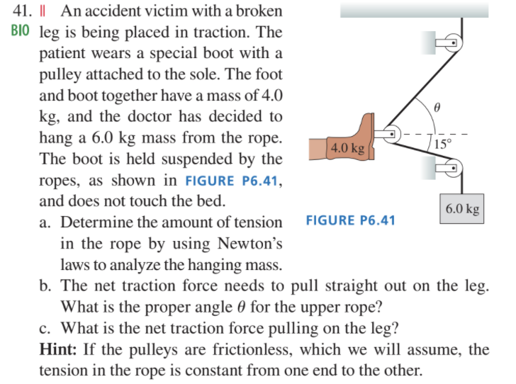 Please Help!41. 41. II An accident victim with a broken BIO leg