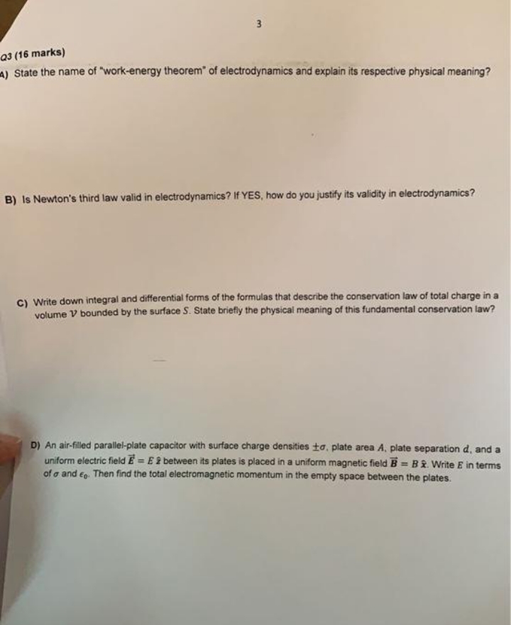 please help me Q3 (16 marks) 4) State the name of "work-energy
