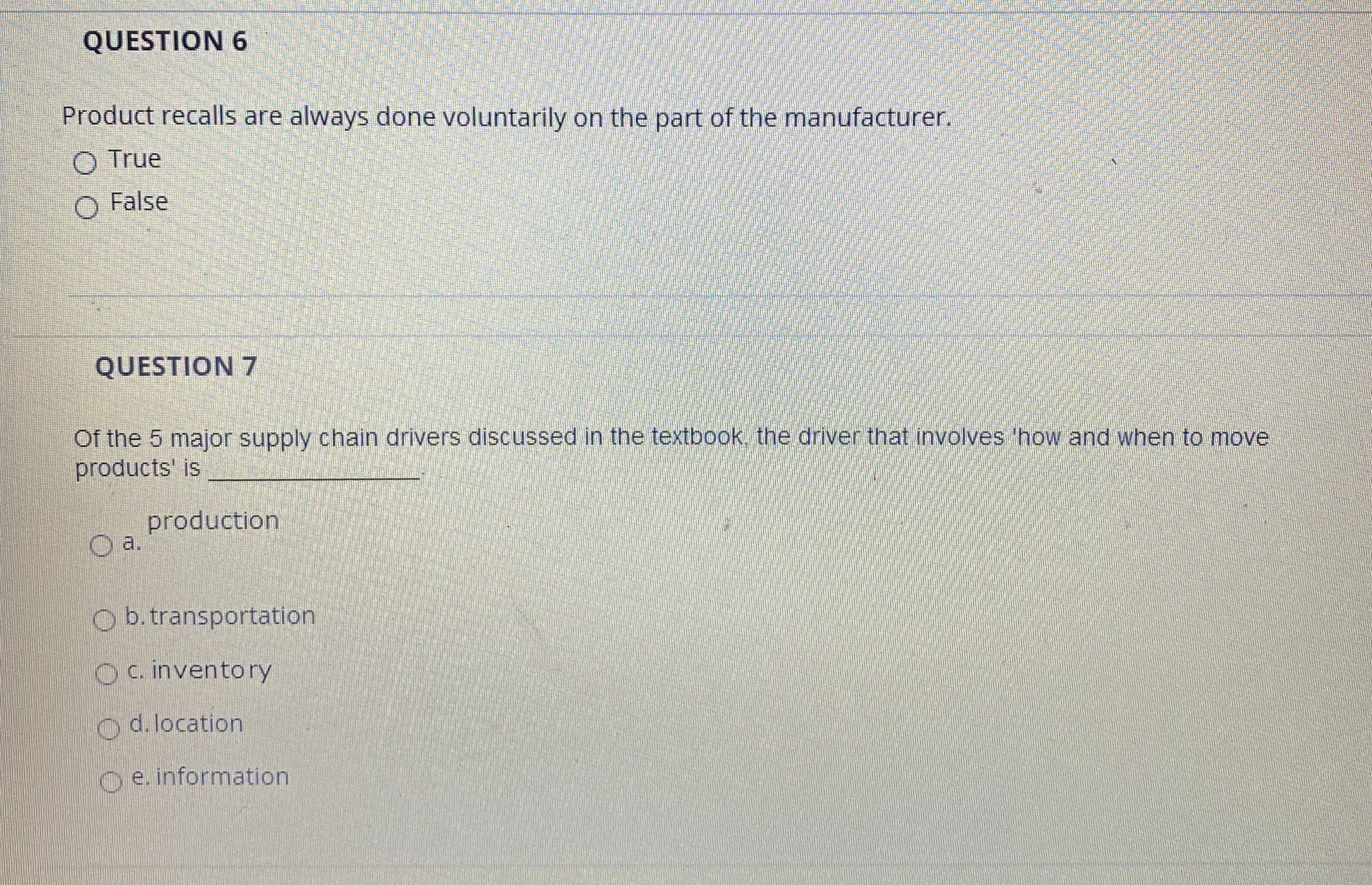 service providers in any supply chain a. transportation companies like UPS O