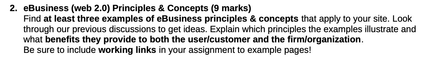 2. eBusiness (web 2.0) Principles & Concepts (9 marks) Find at