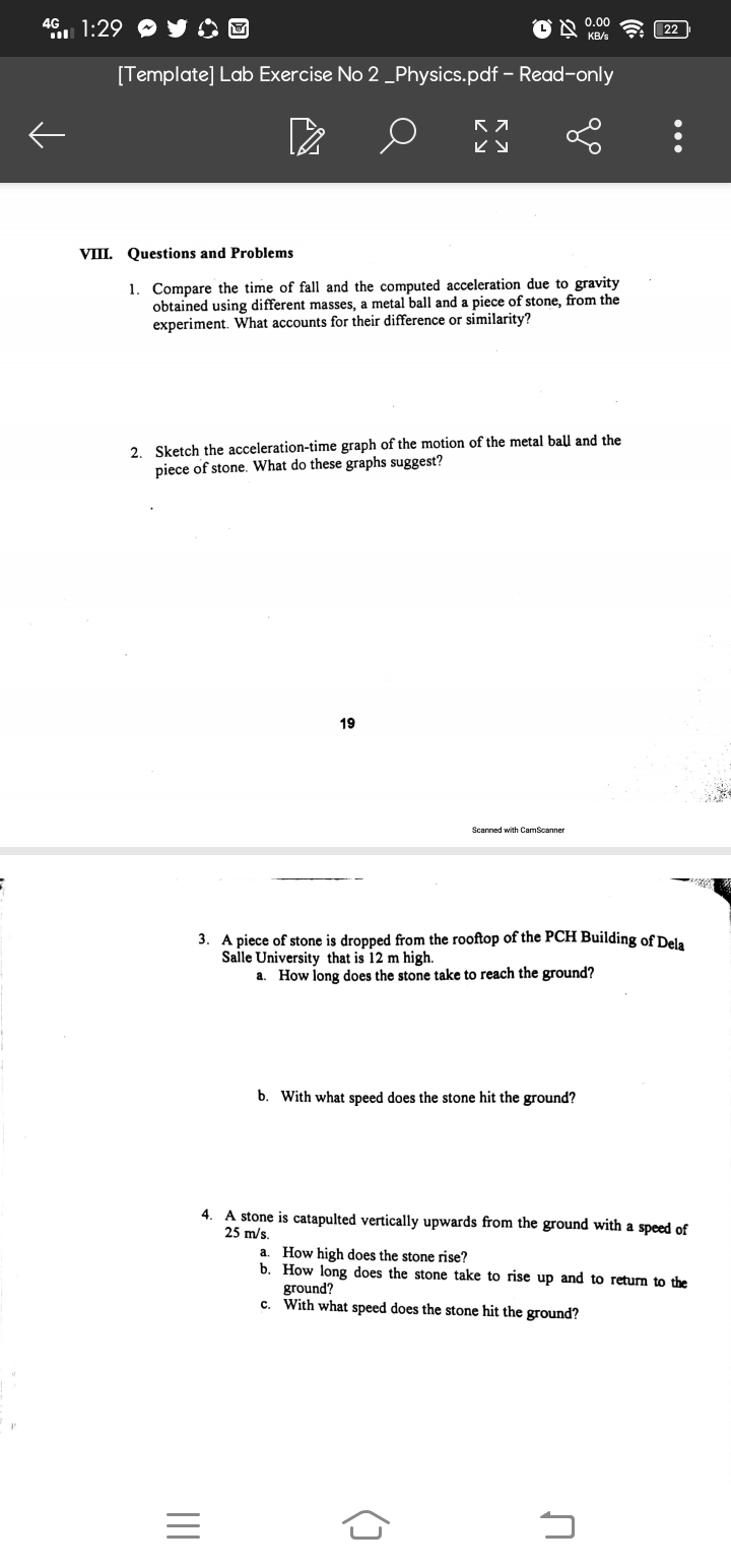 Group Date EXPERIMENT 2 FREE FALL MOTION I. Objective To verify the