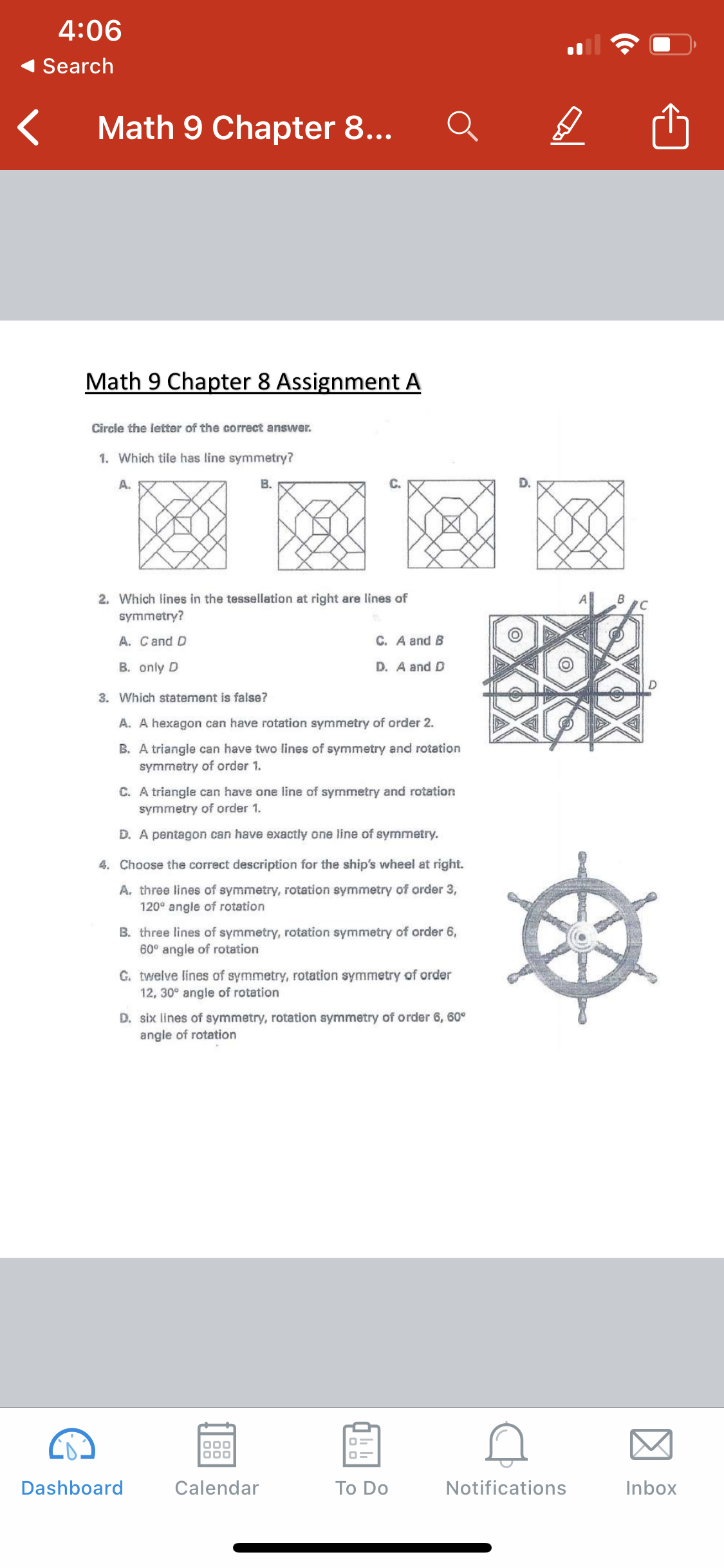 9 Chapter 8 Assignment B /, Which two shapes are NOT related