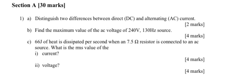  Section A [30 marks] 1) a) Distinguish two differences between direct