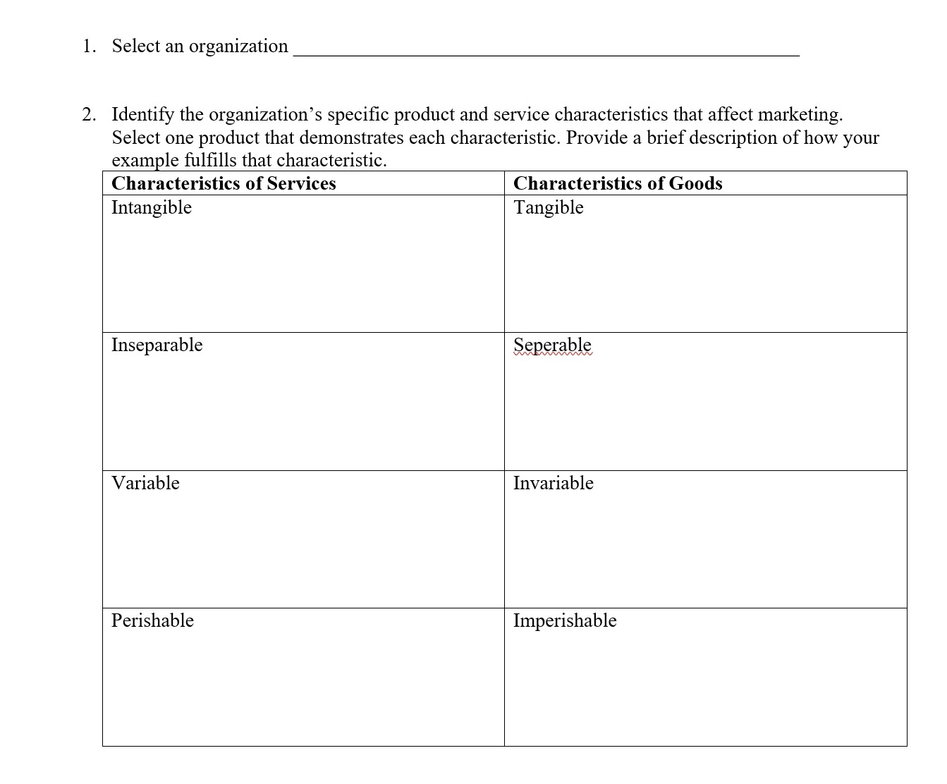 I need answers please 1. Select an organization 2. Identify the organization's