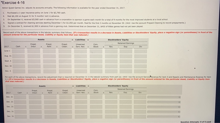 advance 2. 3. On September 4, received $3,060 cash in advance from