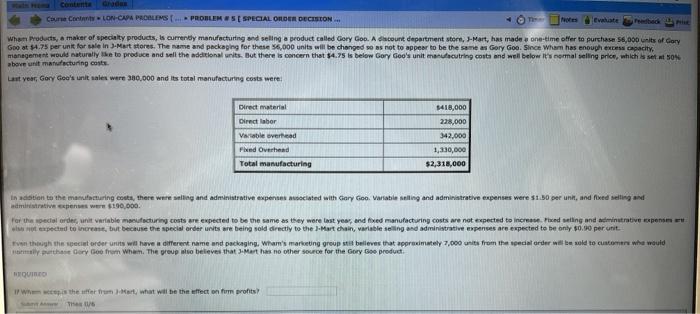  Comune Grada Course CLON-CAPA PROBLEMS - PROBLEMS SPECIAL ORDER DECISION. When