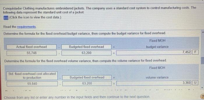 to view the cost data) Read the requirements Requirement 1. Compute the