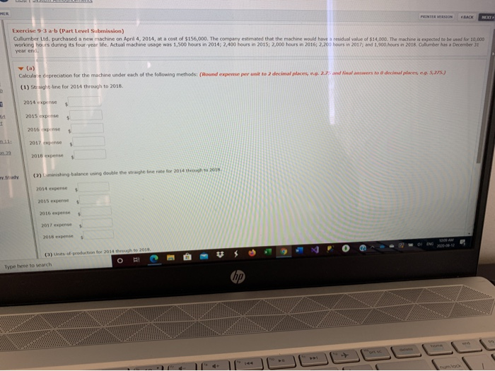  NEED HELP ASAP HER PRINTER VERSION BACK Exercise 9-3 a-b (Part