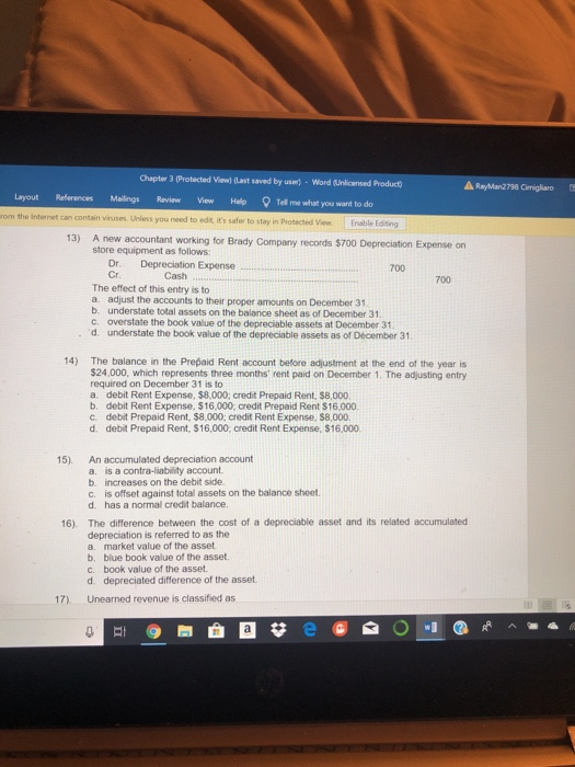  Chapter 3 (Protected View) Qast saved by user) -Word (Unlicensed Product)