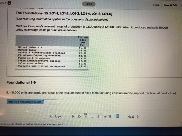  ter 10 Seved Help Save & Exit The Foundational 15 (L01-1,