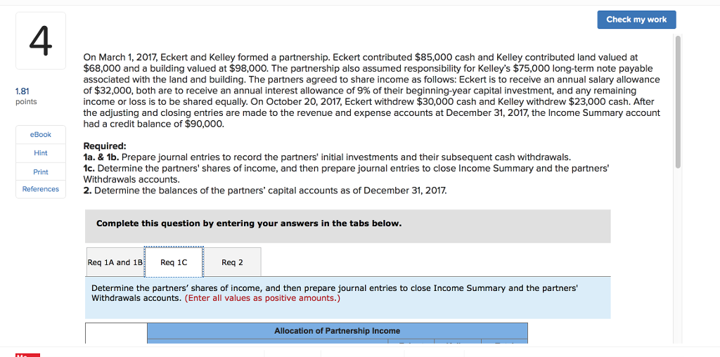  Check my work 4 On March 1, 2017, Eckert and Kelley